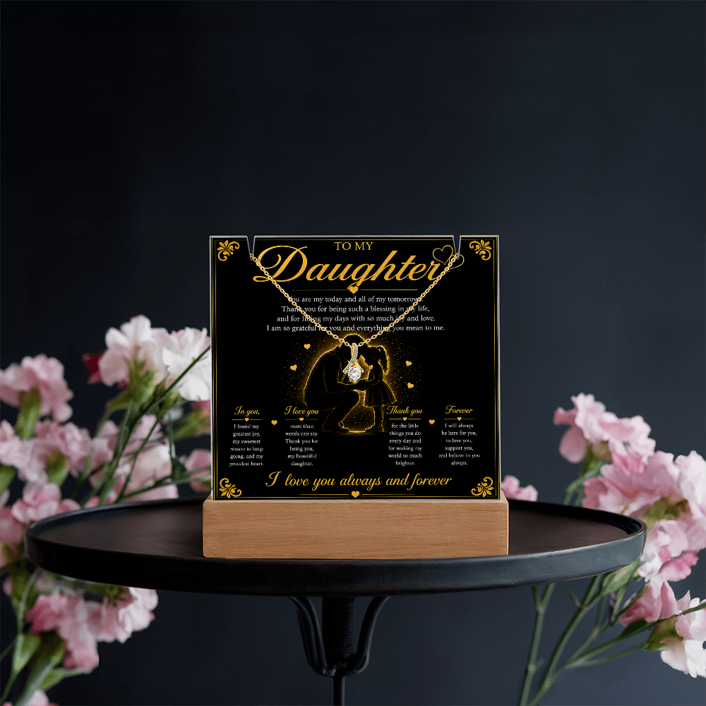 To My Daughter - LED Plaque with Alluring Beauty Necklace