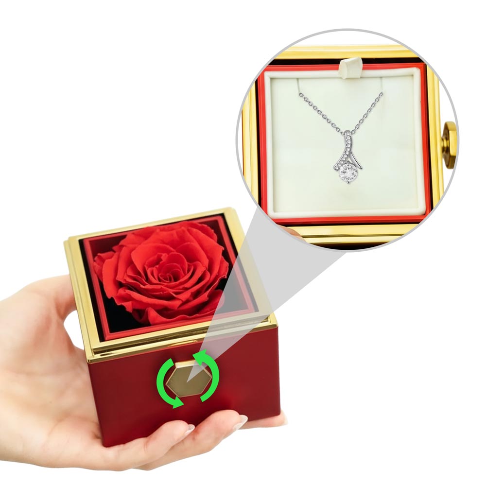 Alluring Beauty Necklace with Rotating Rose Gift Box